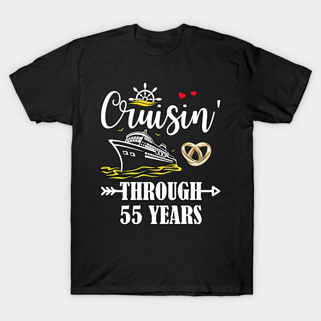 Cruising Through 55 Years Family 55th Anniversary Cruise Couple T-Shirt by Madridek Deleosw